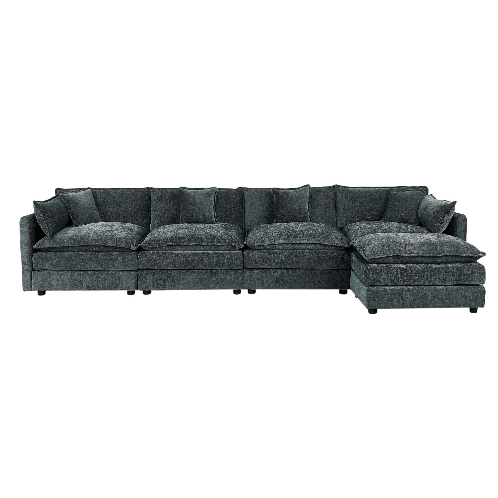 Four-seater grey sofa plus a footrest Four-seater grey sofa plus a footrest